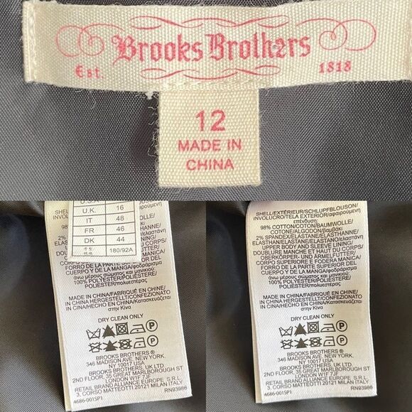BROOKS BROTHERS Corduroy Button Front Blazer Jacket Black 12 - Picture 7 of 7